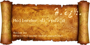 Hollender Árpád névjegykártya