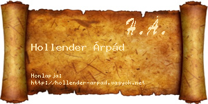 Hollender Árpád névjegykártya